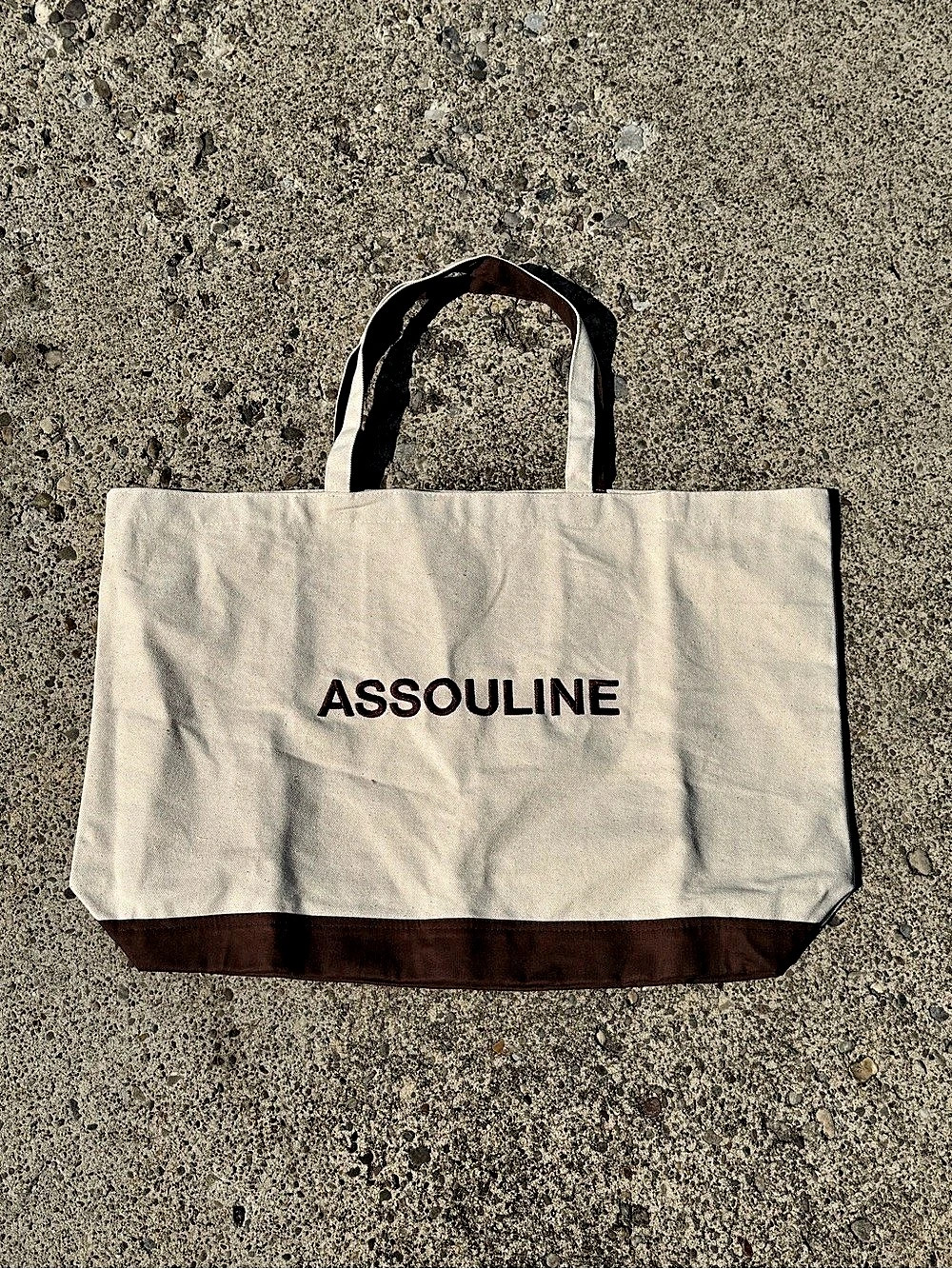 Assouline Ultimate Collection Oversized Canvas Tote Bag Cream Brown x